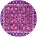 Round Machine Washable Persian Purple Traditional Area Rugs, wshtr1614pur