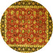 Round Machine Washable Persian Yellow Traditional Rug, wshtr1614yw