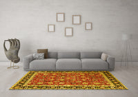 Machine Washable Persian Yellow Traditional Rug, wshtr1614yw