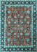 Machine Washable Persian Light Blue Traditional Rug, wshtr1614lblu