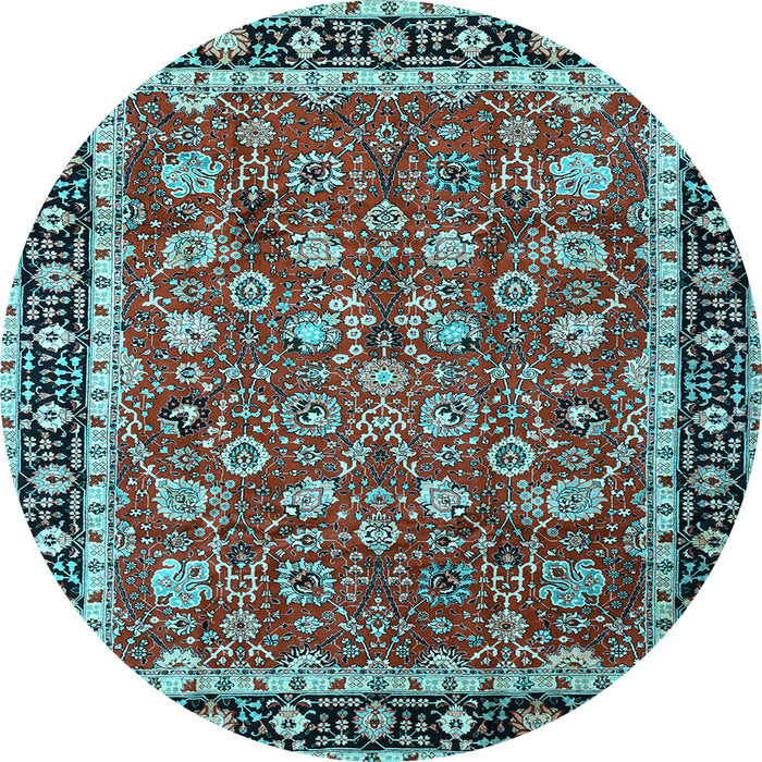 Round Persian Light Blue Traditional Rug, tr1614lblu
