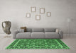 Machine Washable Persian Emerald Green Traditional Area Rugs in a Living Room,, wshtr1614emgrn