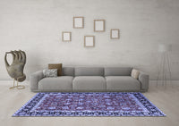 Machine Washable Persian Blue Traditional Rug, wshtr1614blu