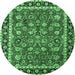 Round Persian Emerald Green Traditional Rug, tr1614emgrn