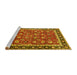 Sideview of Machine Washable Persian Yellow Traditional Rug, wshtr1614yw