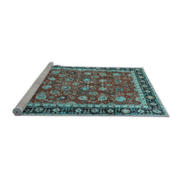 Sideview of Machine Washable Persian Light Blue Traditional Rug, wshtr1614lblu