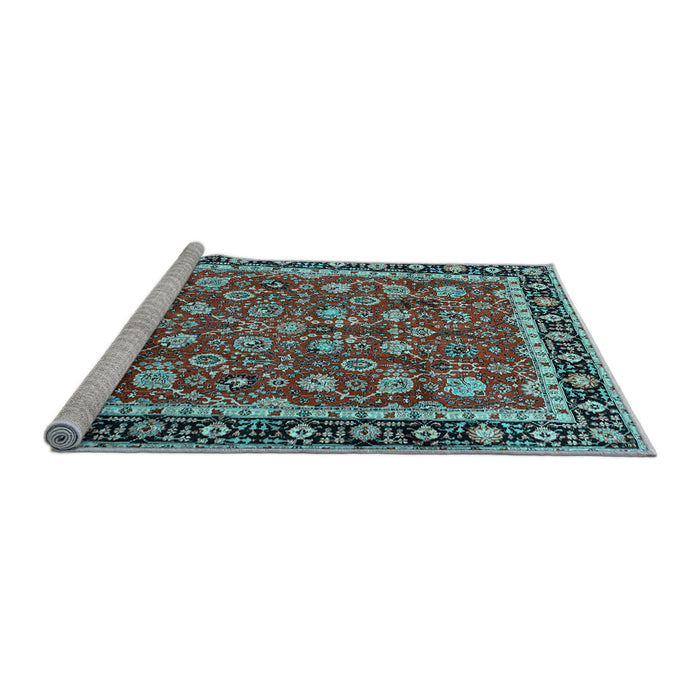 Sideview of Machine Washable Persian Light Blue Traditional Rug, wshtr1614lblu
