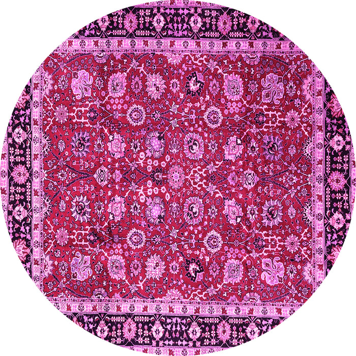 Round Persian Pink Traditional Rug, tr1614pnk
