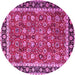 Round Machine Washable Persian Pink Traditional Rug, wshtr1614pnk