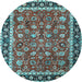 Round Machine Washable Persian Light Blue Traditional Rug, wshtr1614lblu