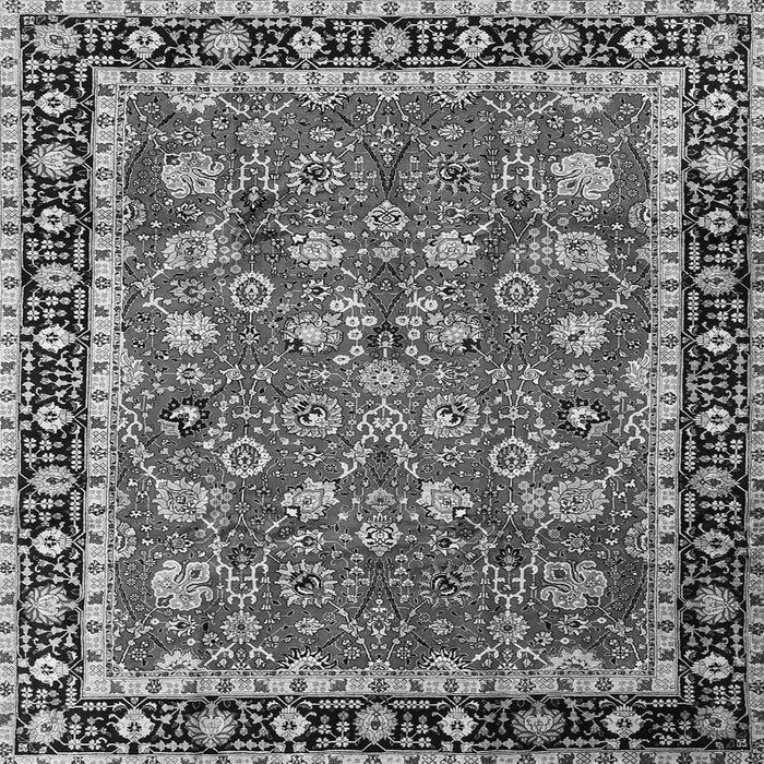 Round Machine Washable Persian Gray Traditional Rug, wshtr1614gry