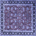 Square Machine Washable Persian Blue Traditional Rug, wshtr1614blu