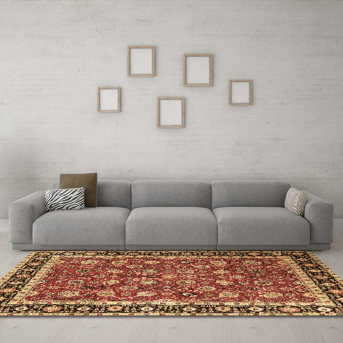 Machine Washable Persian Brown Traditional Rug in a Living Room,, wshtr1614brn