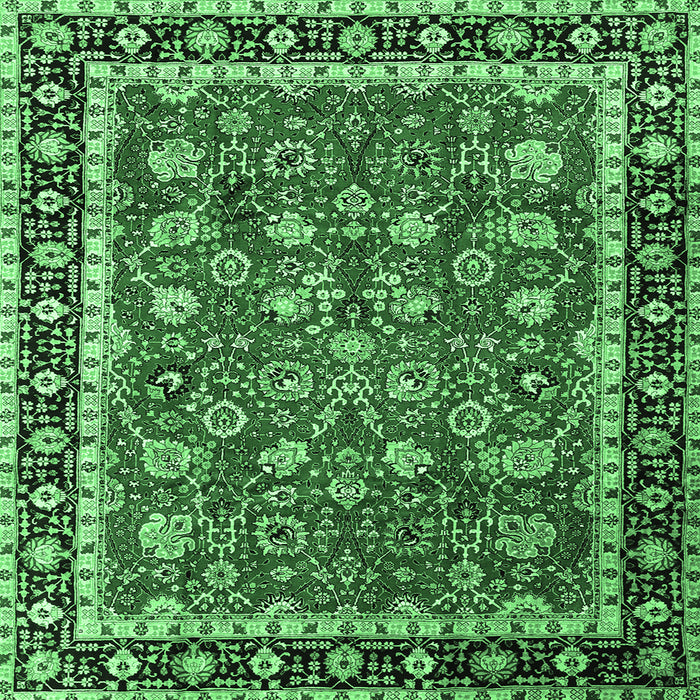Square Persian Emerald Green Traditional Rug, tr1614emgrn