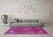 Machine Washable Medallion Pink Traditional Rug in a Living Room, wshtr1615pnk