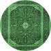 Round Medallion Emerald Green Traditional Rug, tr1615emgrn