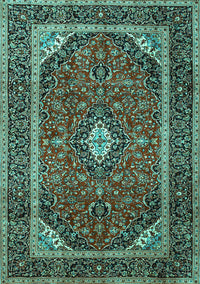 Medallion Turquoise Traditional Rug, tr1615turq