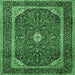 Square Medallion Emerald Green Traditional Rug, tr1615emgrn