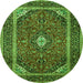 Square Medallion Green Traditional Rug, tr1615grn