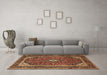 Machine Washable Medallion Brown Traditional Rug in a Living Room,, wshtr1615brn