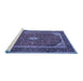 Sideview of Machine Washable Medallion Blue Traditional Rug, wshtr1615blu