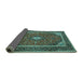 Sideview of Medallion Turquoise Traditional Rug, tr1615turq