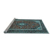 Sideview of Machine Washable Medallion Light Blue Traditional Rug, wshtr1615lblu