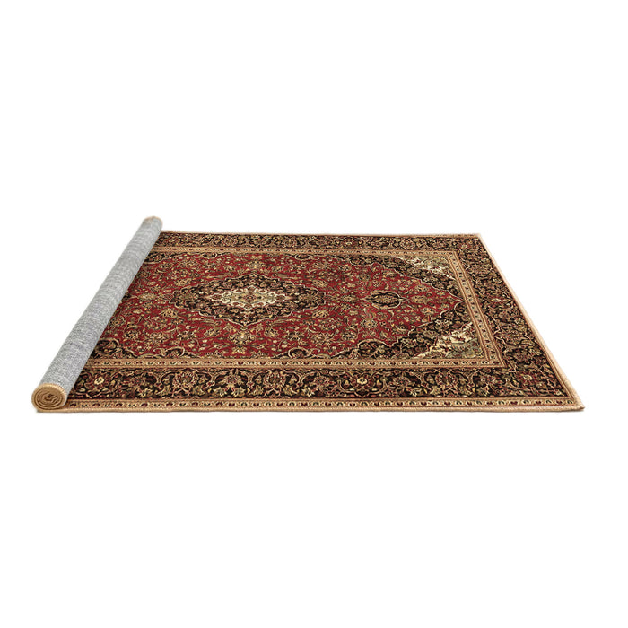 Sideview of Machine Washable Medallion Brown Traditional Rug, wshtr1615brn