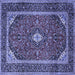 Square Medallion Blue Traditional Rug, tr1615blu