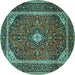 Round Medallion Turquoise Traditional Rug, tr1615turq