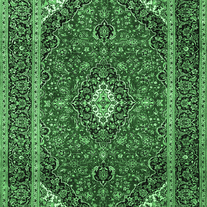 Machine Washable Medallion Emerald Green Traditional Area Rugs, wshtr1615emgrn