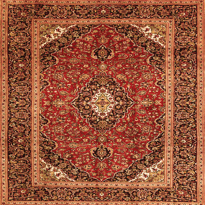 Serging Thickness of Medallion Orange Traditional Rug, tr1615org