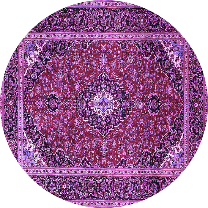 Round Medallion Purple Traditional Rug, tr1615pur