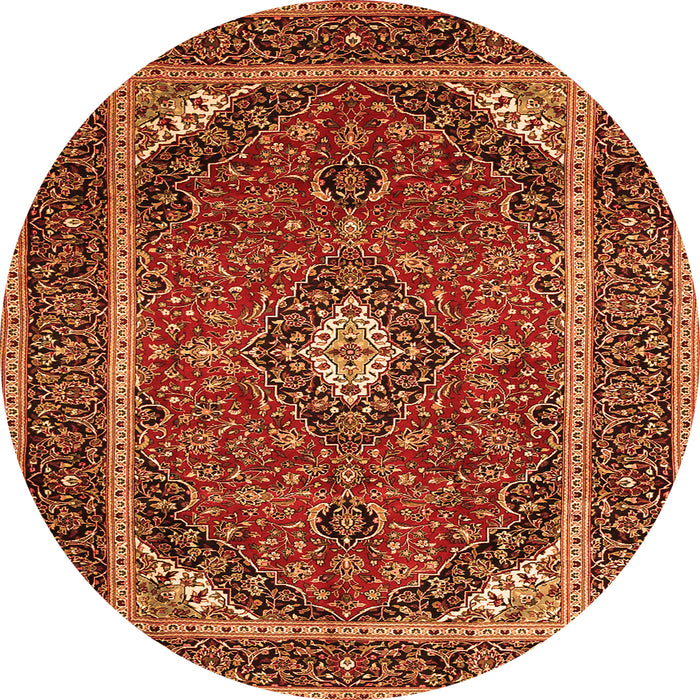 Machine Washable Medallion Orange Traditional Area Rugs, wshtr1615org