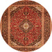 Machine Washable Medallion Orange Traditional Area Rugs, wshtr1615org