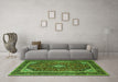 Machine Washable Medallion Green Traditional Area Rugs in a Living Room,, wshtr1615grn