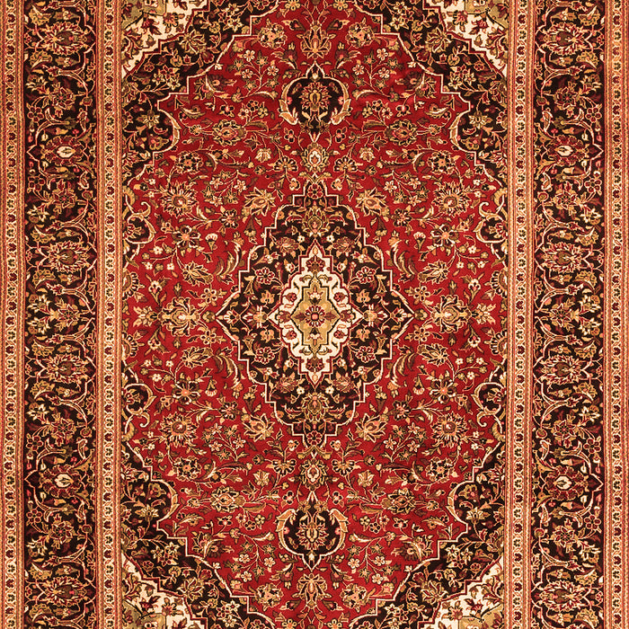 Serging Thickness of Machine Washable Medallion Orange Traditional Area Rugs, wshtr1615org