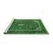 Sideview of Machine Washable Medallion Emerald Green Traditional Area Rugs, wshtr1615emgrn