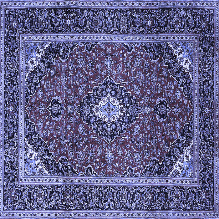 Square Machine Washable Medallion Blue Traditional Rug, wshtr1615blu