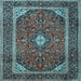 Square Medallion Light Blue Traditional Rug, tr1615lblu