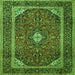 Round Machine Washable Medallion Green Traditional Area Rugs, wshtr1615grn