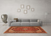 Machine Washable Medallion Orange Traditional Area Rugs in a Living Room, wshtr1615org