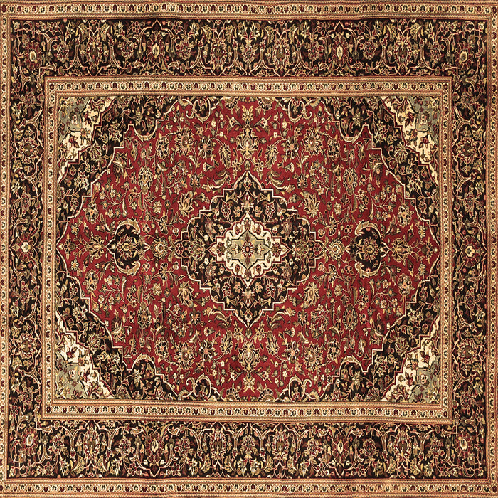 Square Medallion Brown Traditional Rug, tr1615brn