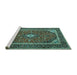 Sideview of Machine Washable Medallion Turquoise Traditional Area Rugs, wshtr1615turq