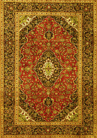 Medallion Yellow Traditional Rug, tr1615yw