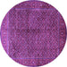 Round Machine Washable Persian Purple Traditional Area Rugs, wshtr1616pur