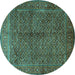 Round Persian Turquoise Traditional Rug, tr1616turq