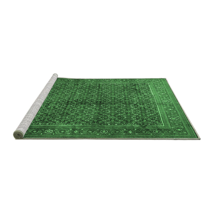 Sideview of Machine Washable Persian Emerald Green Traditional Area Rugs, wshtr1616emgrn