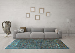 Machine Washable Persian Light Blue Traditional Rug in a Living Room, wshtr1616lblu