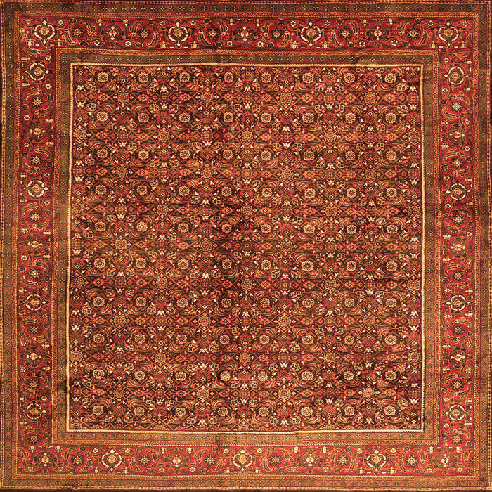 Round Machine Washable Persian Orange Traditional Area Rugs, wshtr1616org